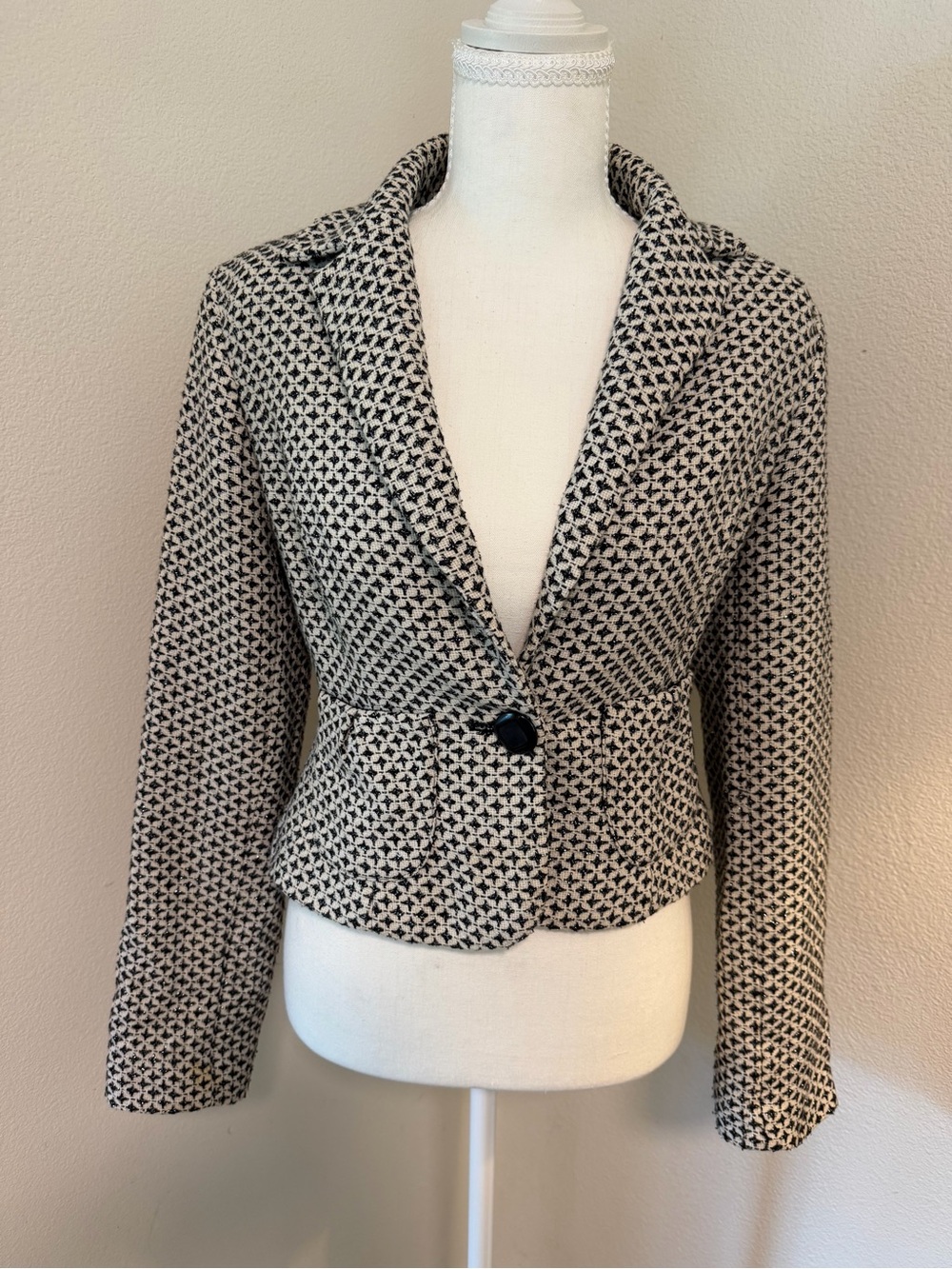 White House Black Market Single-Button Patterned Career Blazer